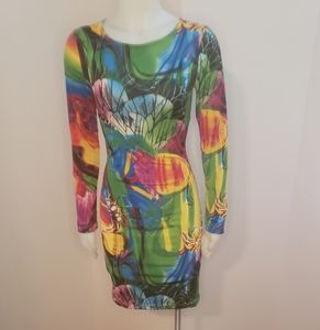 Multi Color stretch printed dress size Medium